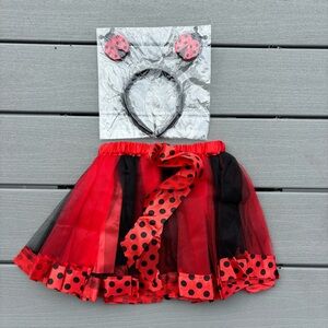 NWT Kids Ladybug Tutu and Headband Costume Set
